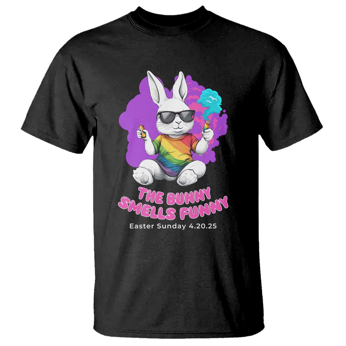 Happy 420 Easter T Shirt The Bunny Smells Funny TS02 Black Print Your Wear