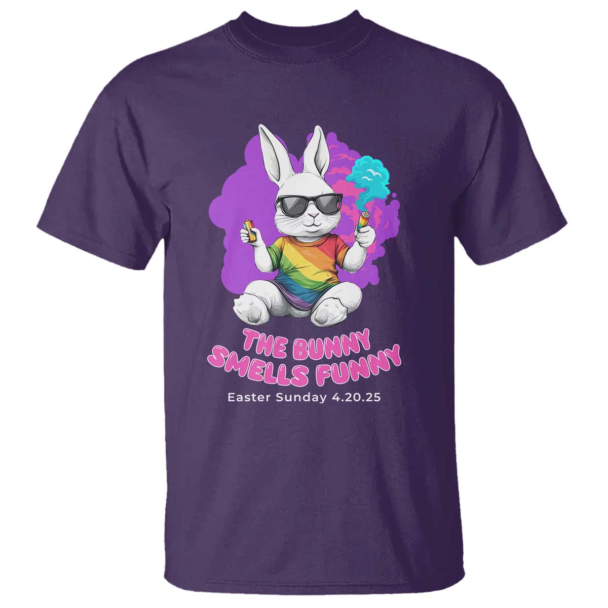 Happy 420 Easter T Shirt The Bunny Smells Funny TS02 Purple Print Your Wear