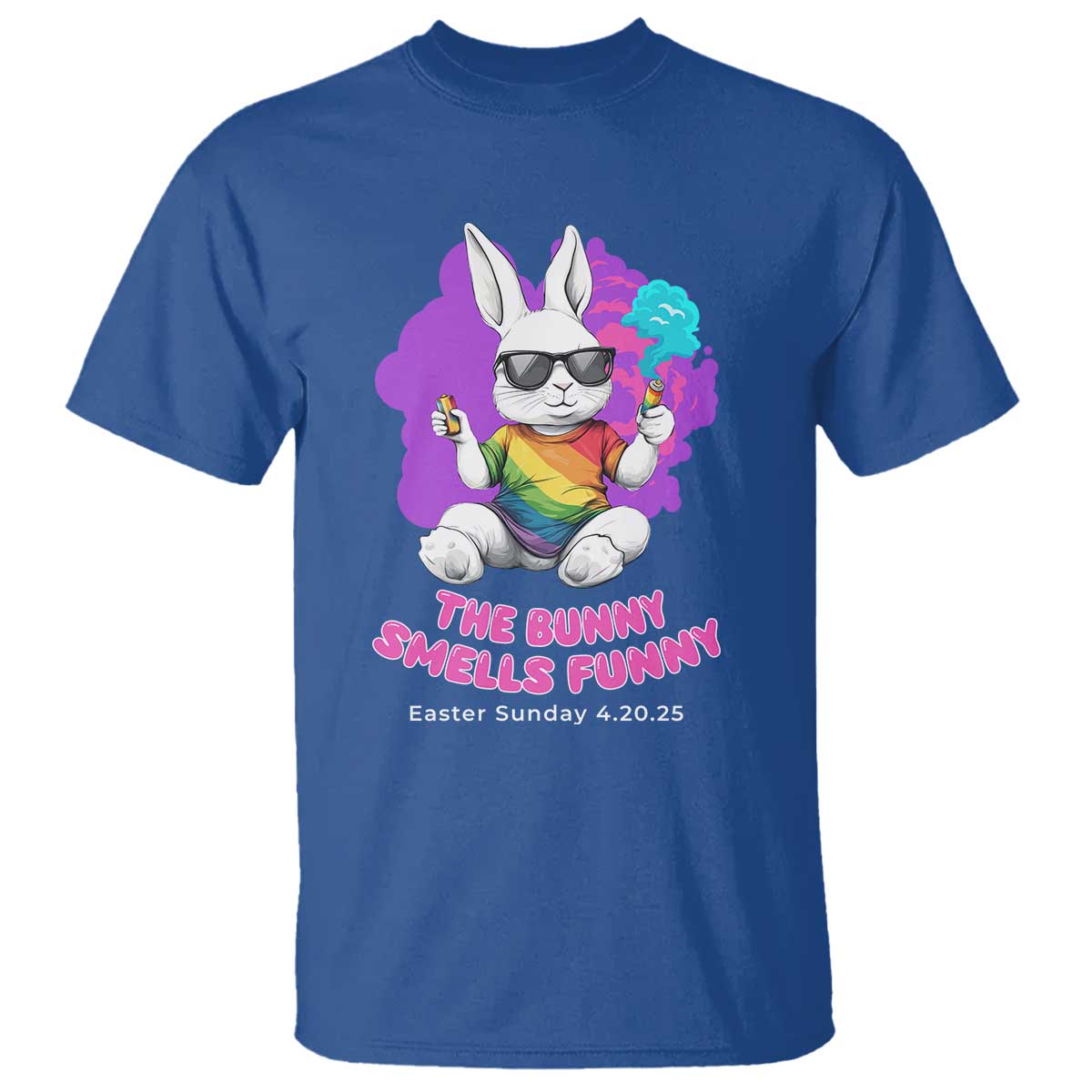 Happy 420 Easter T Shirt The Bunny Smells Funny TS02 Royal Blue Print Your Wear