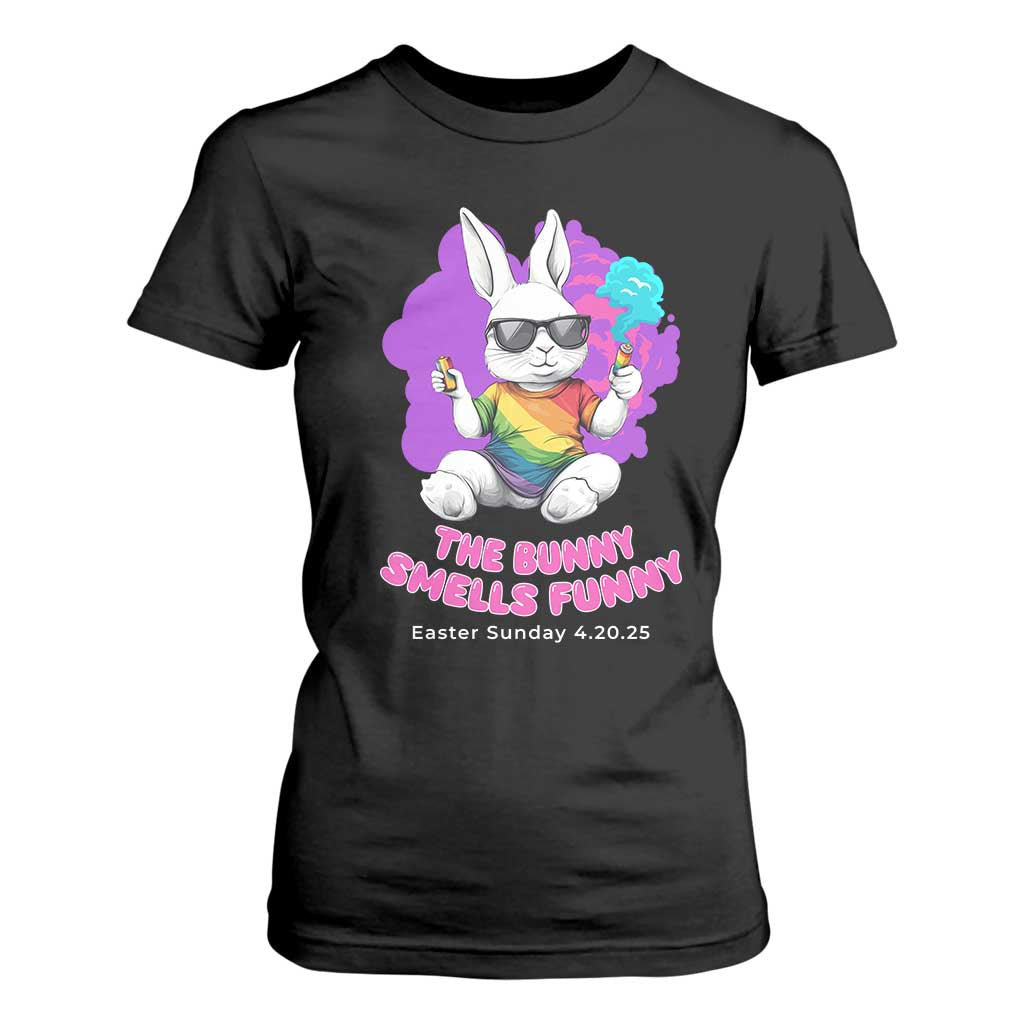 Happy 420 Easter T Shirt For Women The Bunny Smells Funny TS02 Black Print Your Wear