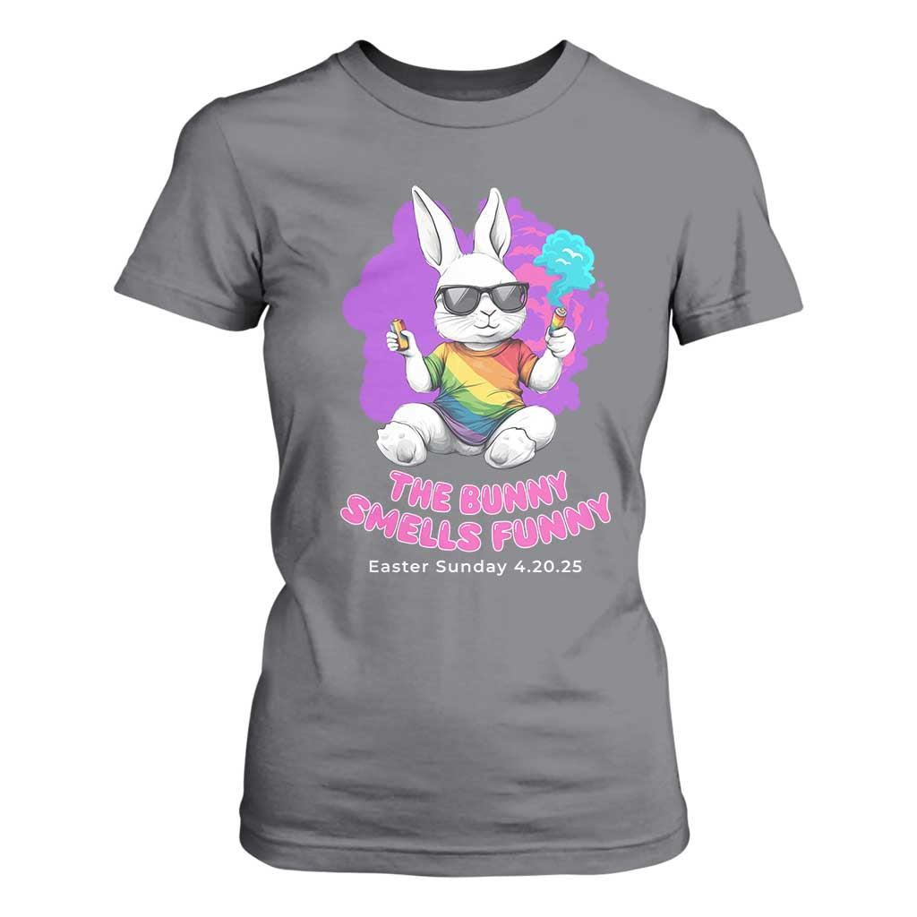 Happy 420 Easter T Shirt For Women The Bunny Smells Funny TS02 Charcoal Print Your Wear