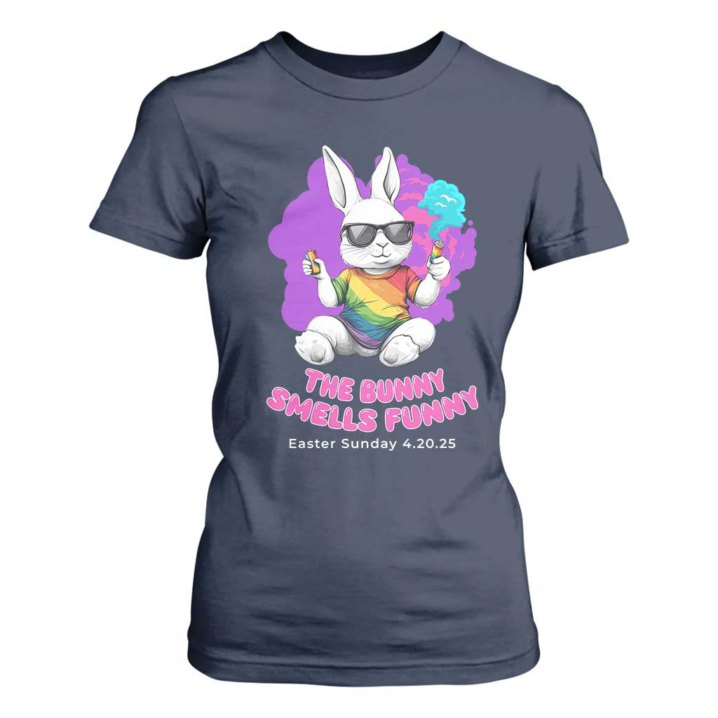 Happy 420 Easter T Shirt For Women The Bunny Smells Funny TS02 Navy Print Your Wear