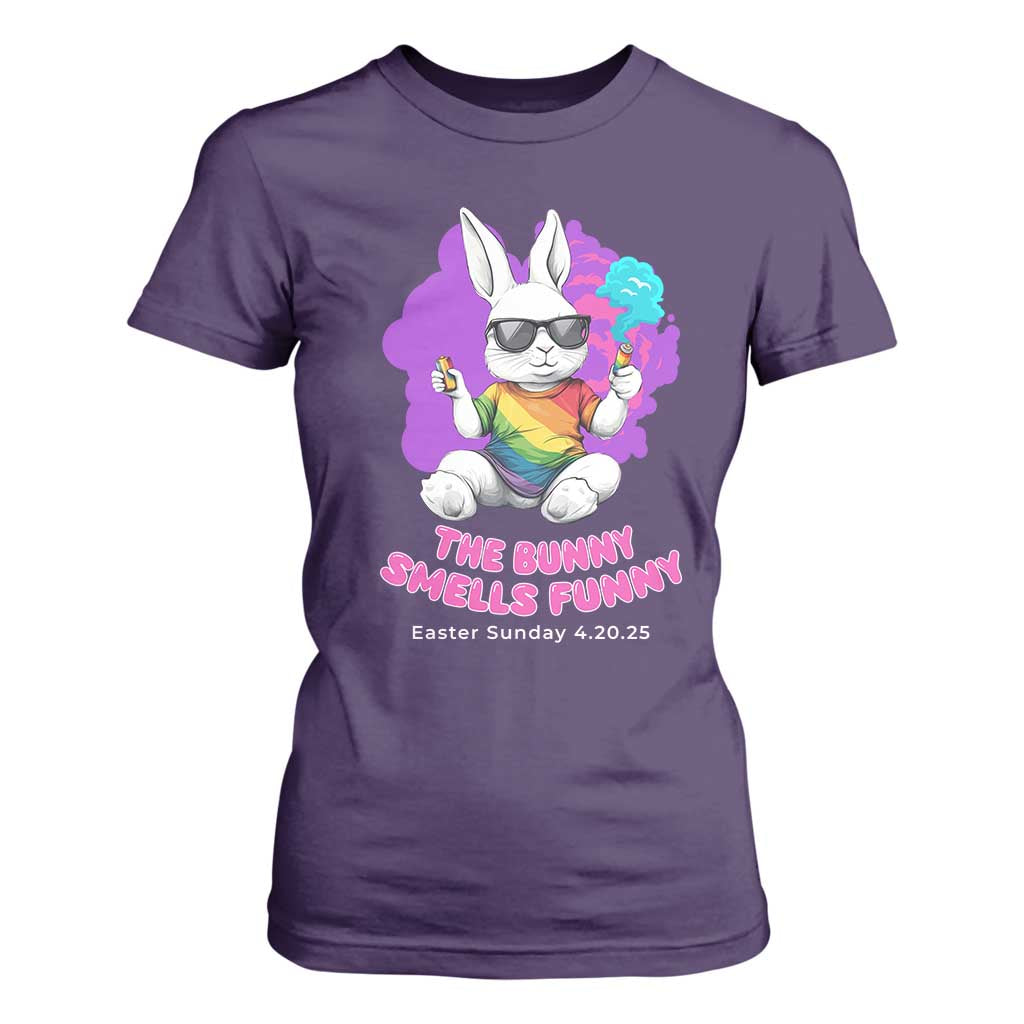 Happy 420 Easter T Shirt For Women The Bunny Smells Funny TS02 Purple Print Your Wear