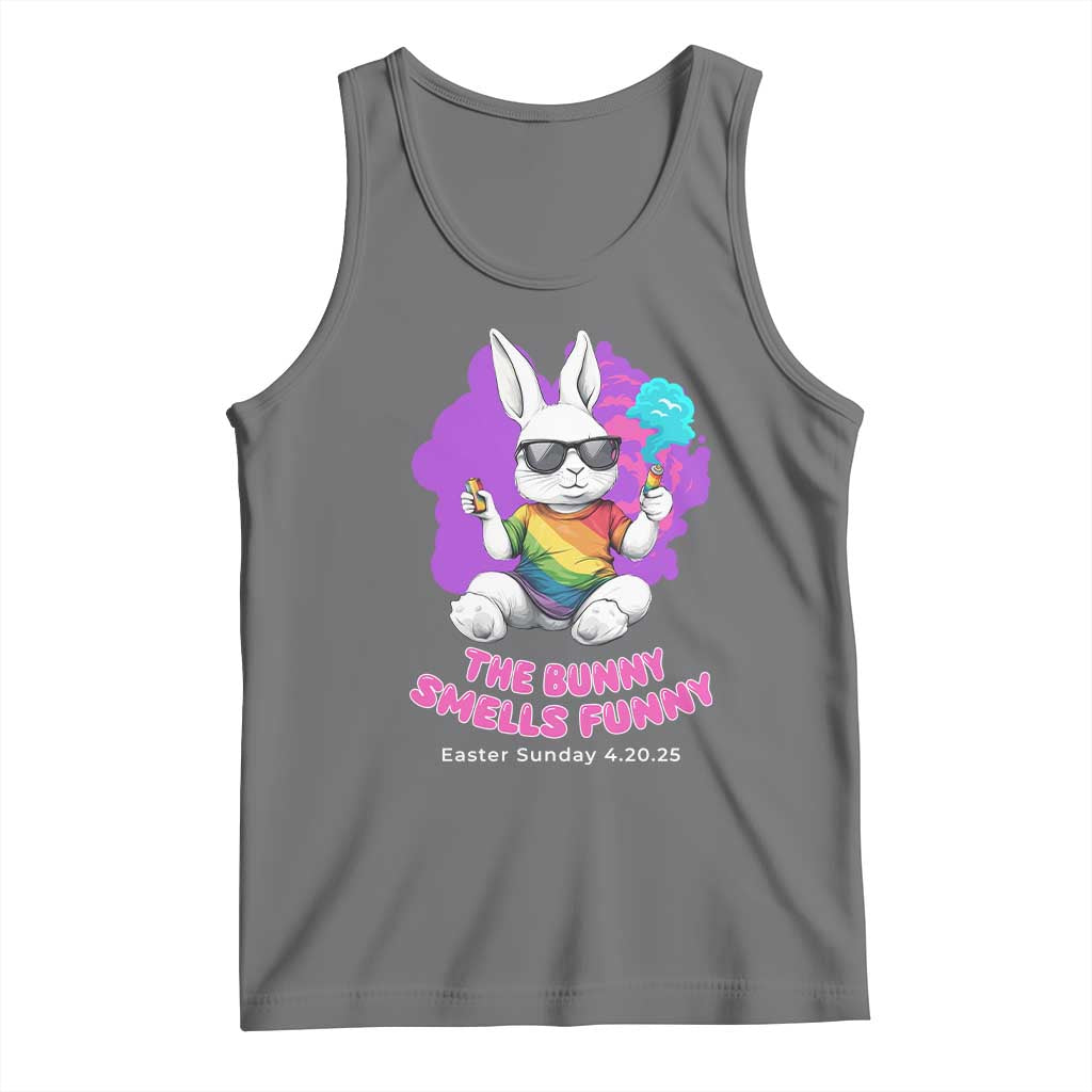 Happy 420 Easter Tank Top The Bunny Smells Funny TS02 Black Heather Print Your Wear