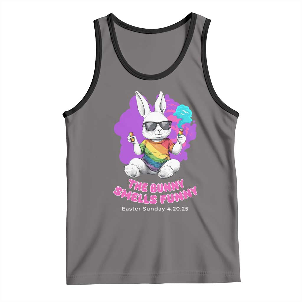 Happy 420 Easter Tank Top The Bunny Smells Funny TS02 Deep Heather Black Print Your Wear