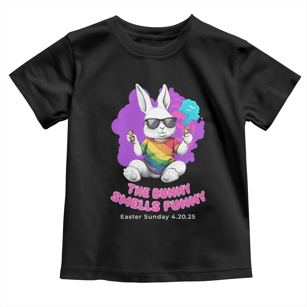 Happy 420 Easter Toddler T Shirt The Bunny Smells Funny TS02 Black Print Your Wear