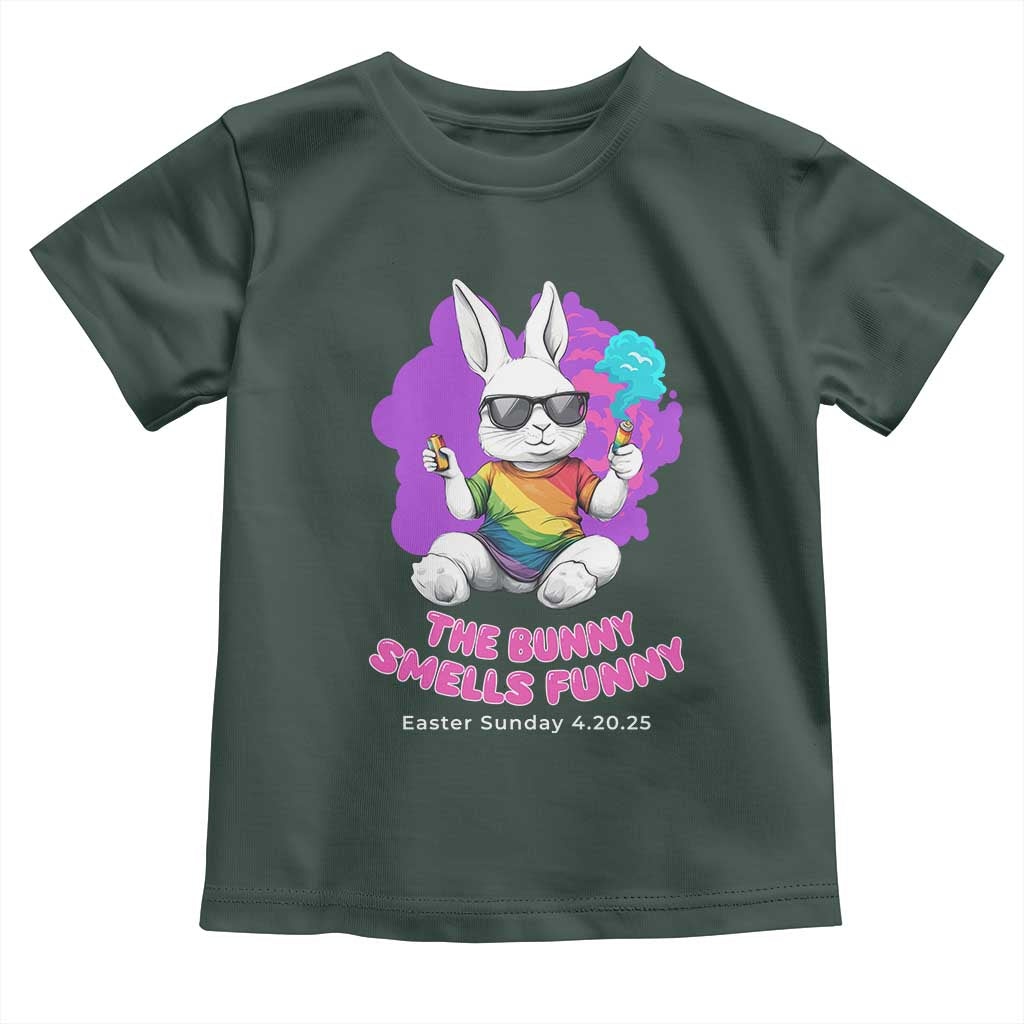 Happy 420 Easter Toddler T Shirt The Bunny Smells Funny TS02 Dark Forest Green Print Your Wear