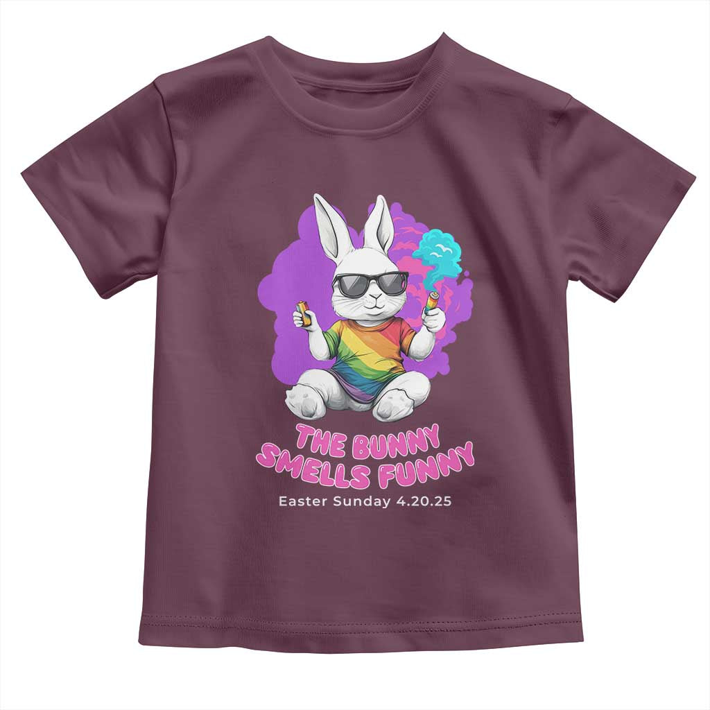 Happy 420 Easter Toddler T Shirt The Bunny Smells Funny TS02 Maroon Print Your Wear