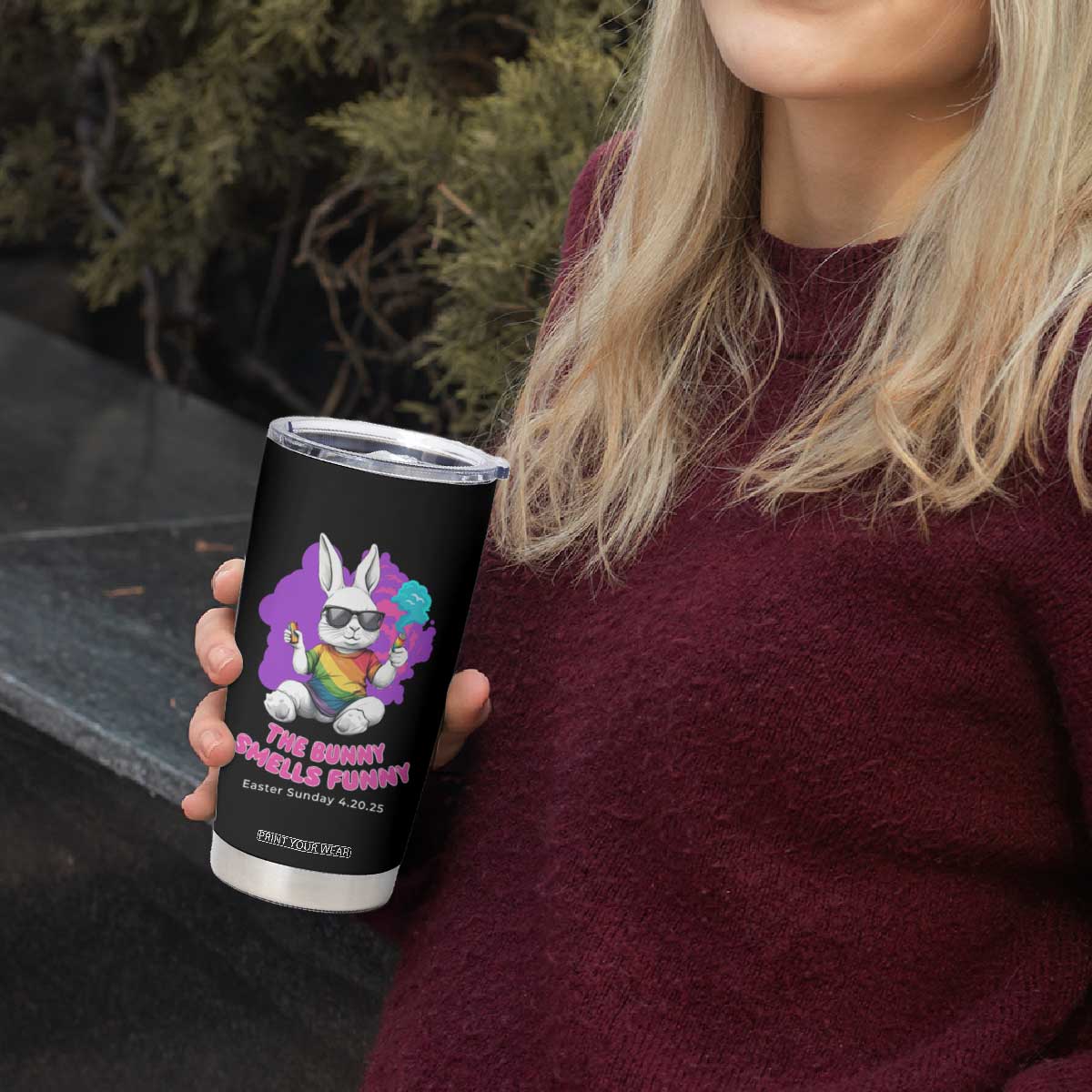 Happy 420 Easter Tumbler Cup The Bunny Smells Funny TS02 Print Your Wear