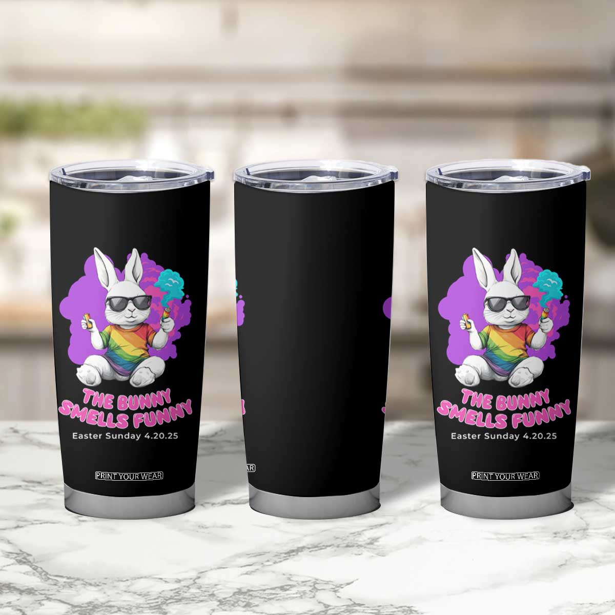 Happy 420 Easter Tumbler Cup The Bunny Smells Funny TS02 Print Your Wear