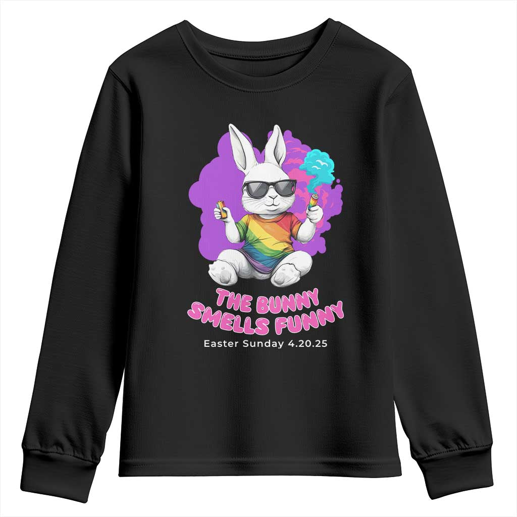Happy 420 Easter Youth Sweatshirt The Bunny Smells Funny TS02 Black Print Your Wear