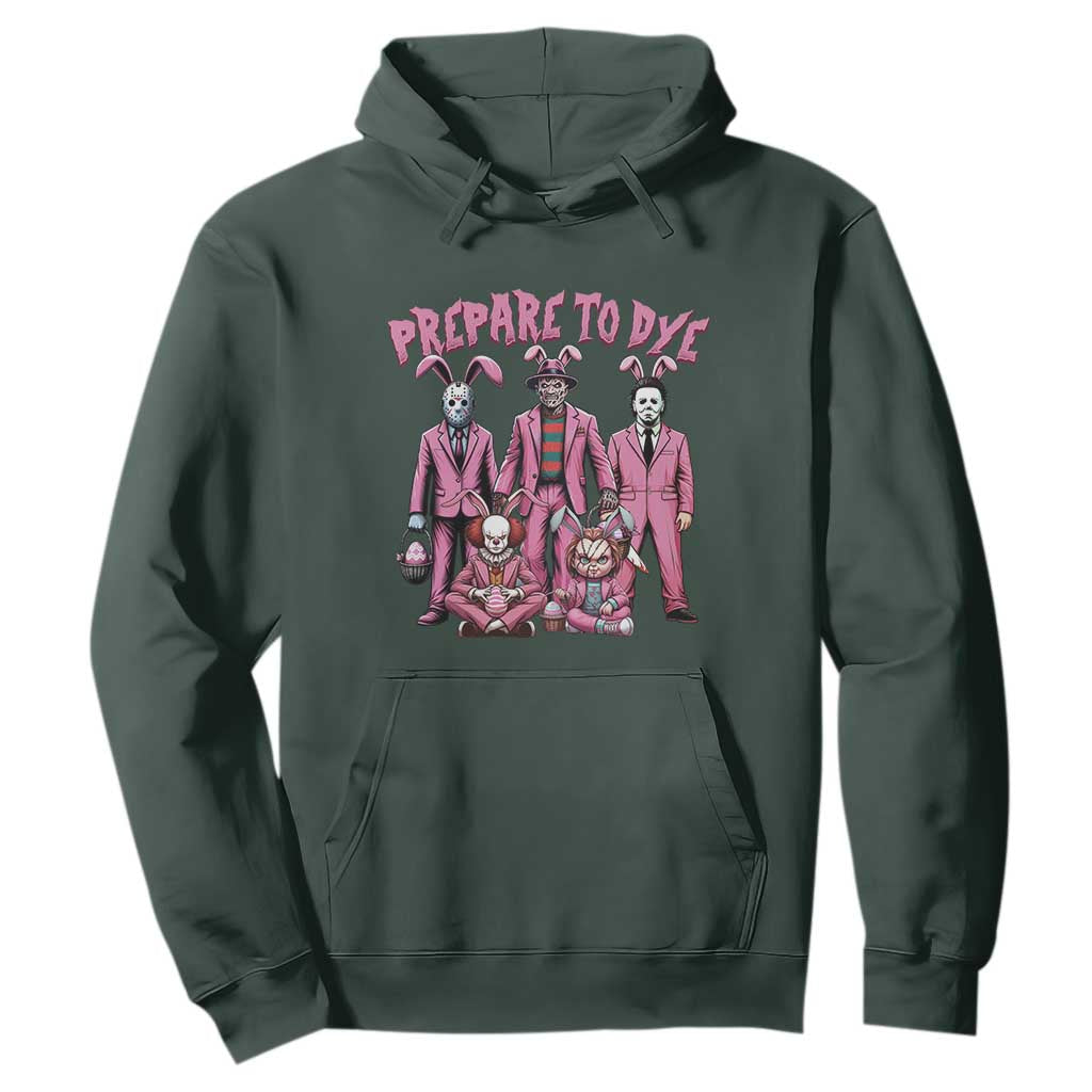 Prepare to Groovy Dye Funny Bunny Easter Hoodie Horror Dyeing Eggs TS02 Dark Forest Green Print Your Wear