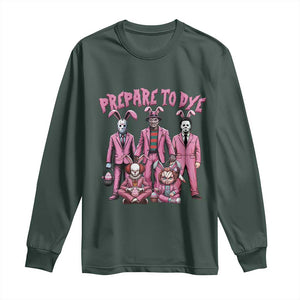 Prepare to Groovy Dye Funny Bunny Easter Long Sleeve Shirt Horror Dyeing Eggs TS02 Dark Forest Green Print Your Wear