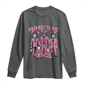 Prepare to Groovy Dye Funny Bunny Easter Long Sleeve Shirt Horror Dyeing Eggs TS02 Dark Heather Print Your Wear
