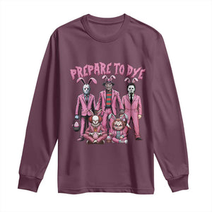 Prepare to Groovy Dye Funny Bunny Easter Long Sleeve Shirt Horror Dyeing Eggs TS02 Maroon Print Your Wear
