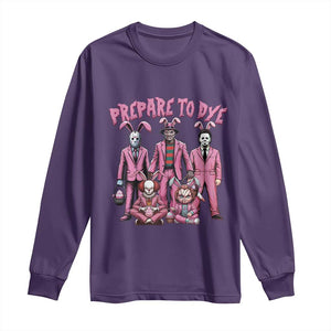 Prepare to Groovy Dye Funny Bunny Easter Long Sleeve Shirt Horror Dyeing Eggs TS02 Purple Print Your Wear