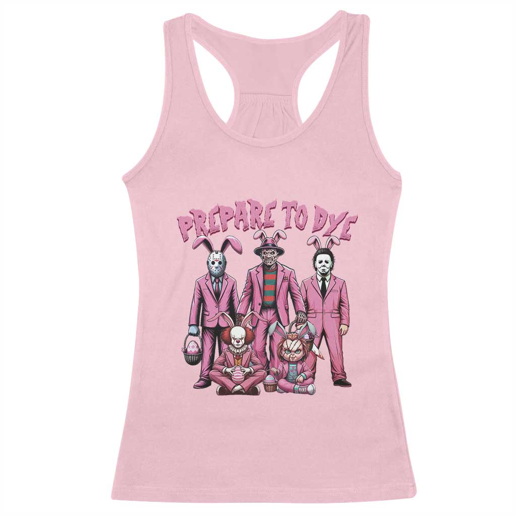 Prepare to Groovy Dye Funny Bunny Easter Racerback Tank Top Horror Dyeing Eggs TS02 Light Pink Print Your Wear
