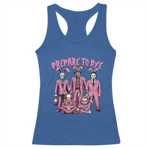 Prepare to Groovy Dye Funny Bunny Easter Racerback Tank Top Horror Dyeing Eggs TS02 Royal Blue Print Your Wear