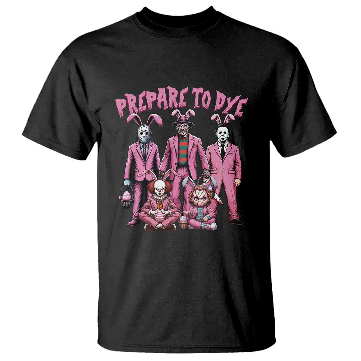 Prepare to Groovy Dye Funny Bunny Easter T Shirt Horror Dyeing Eggs TS02 Black Print Your Wear