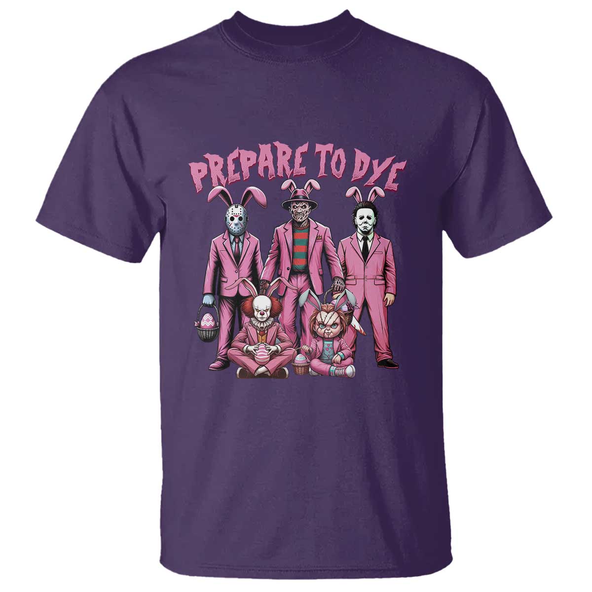 Prepare to Groovy Dye Funny Bunny Easter T Shirt Horror Dyeing Eggs TS02 Purple Print Your Wear