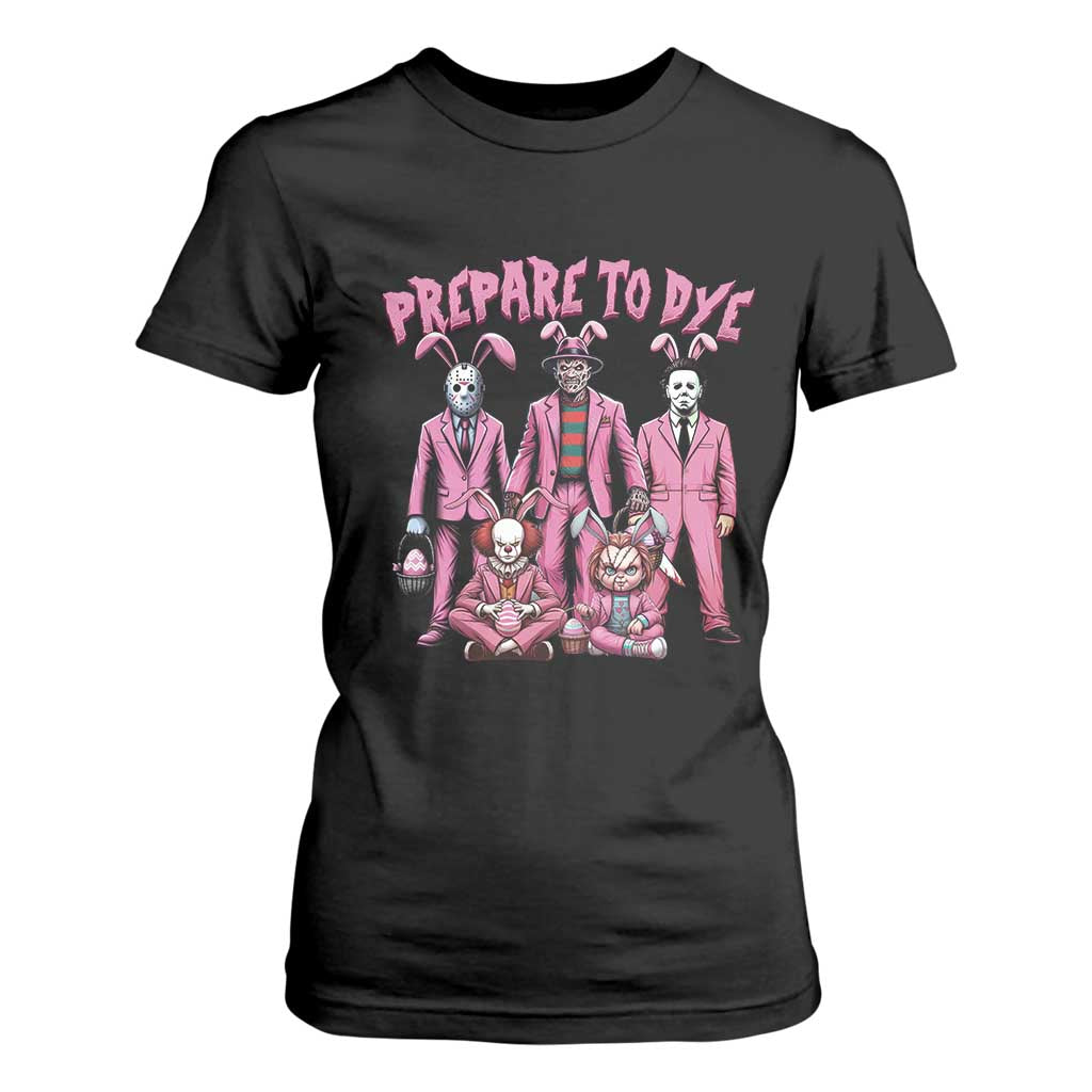 Prepare to Groovy Dye Funny Bunny Easter T Shirt For Women Horror Dyeing Eggs TS02 Black Print Your Wear