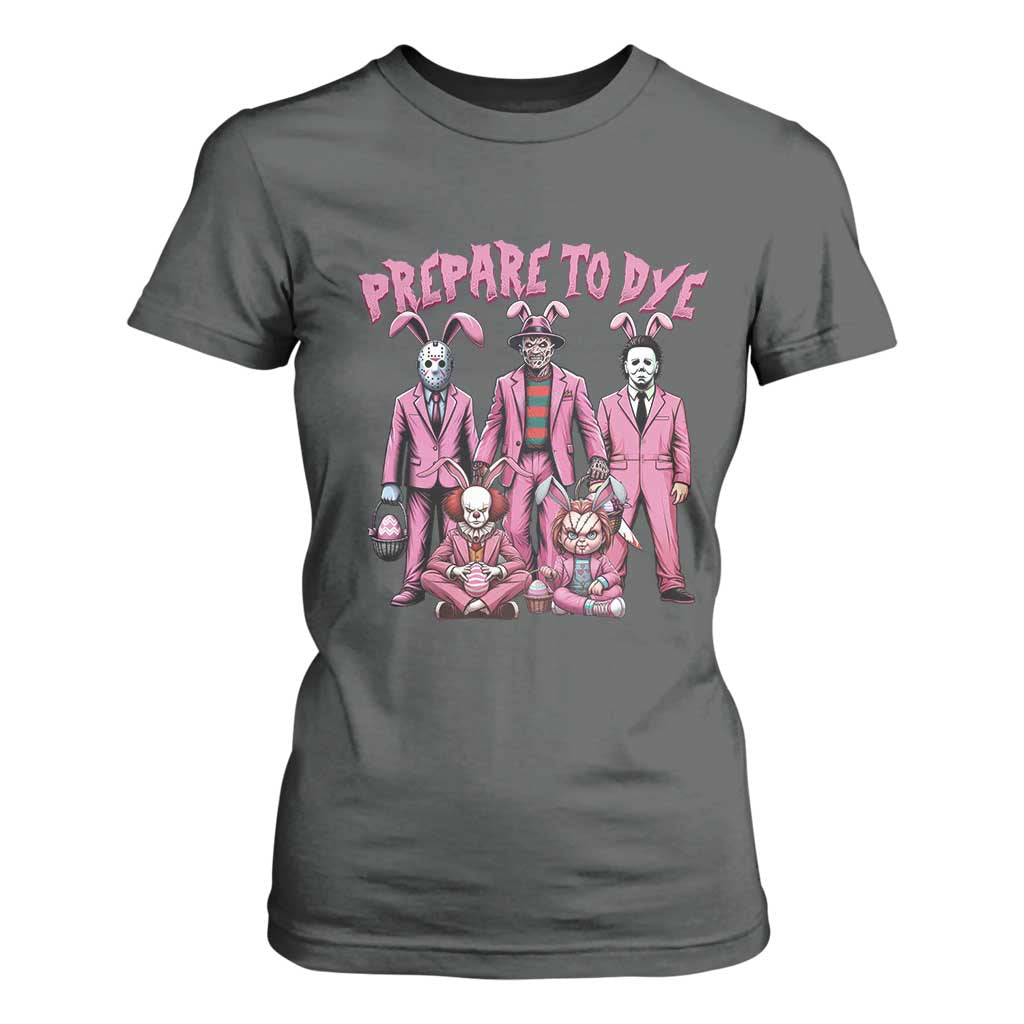 Prepare to Groovy Dye Funny Bunny Easter T Shirt For Women Horror Dyeing Eggs TS02 Dark Heather Print Your Wear