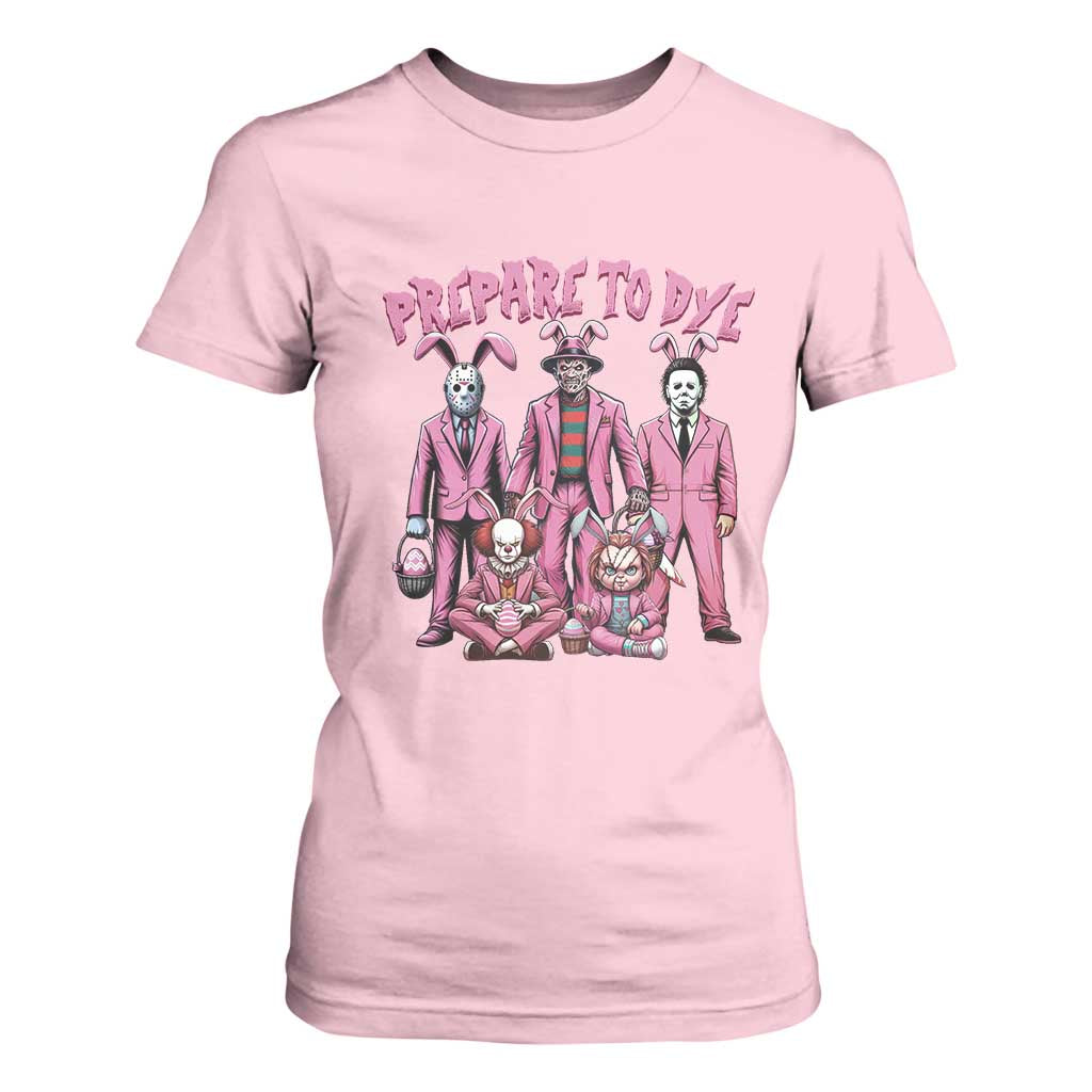 Prepare to Groovy Dye Funny Bunny Easter T Shirt For Women Horror Dyeing Eggs TS02 Light Pink Print Your Wear