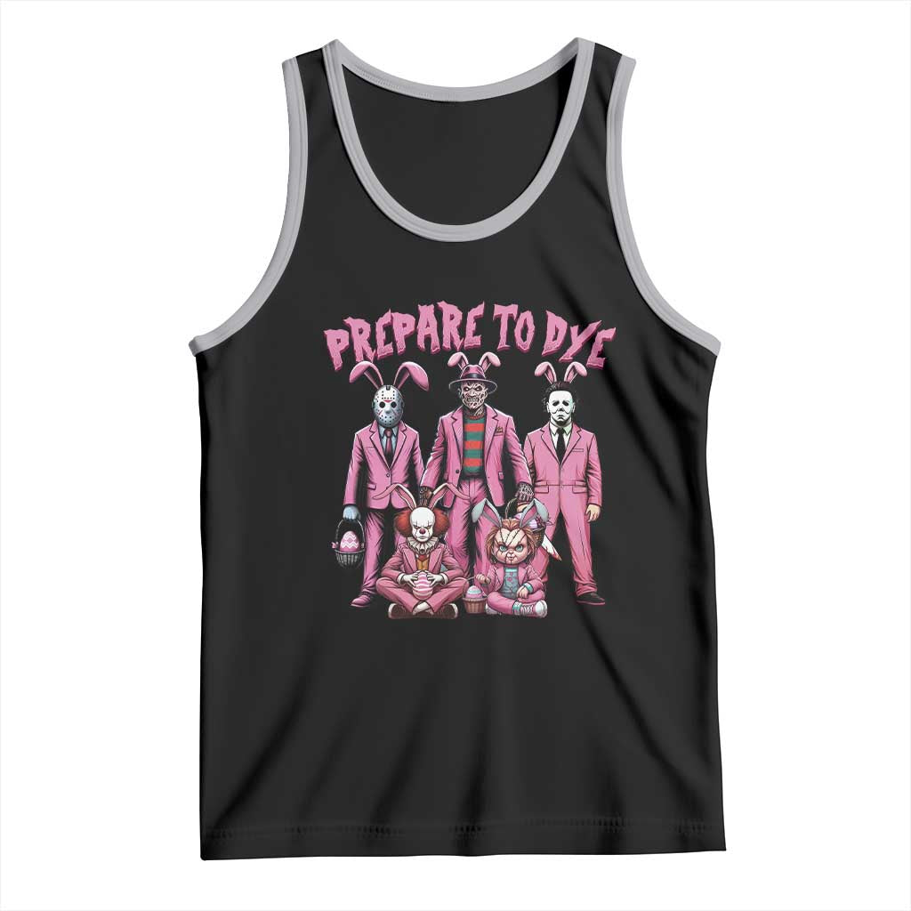 Prepare to Groovy Dye Funny Bunny Easter Tank Top Horror Dyeing Eggs TS02 Black Athletic Heather Print Your Wear