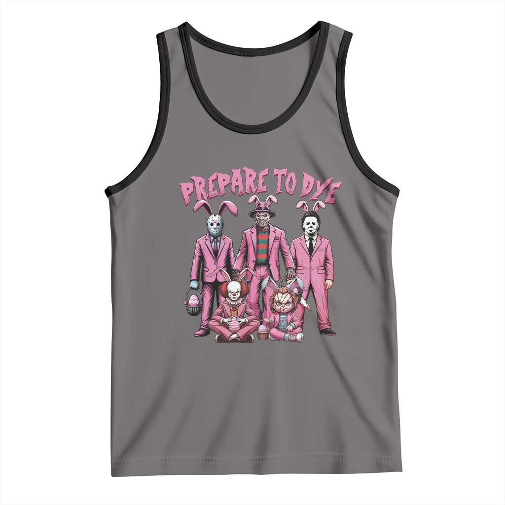 Prepare to Groovy Dye Funny Bunny Easter Tank Top Horror Dyeing Eggs TS02 Deep Heather Black Print Your Wear