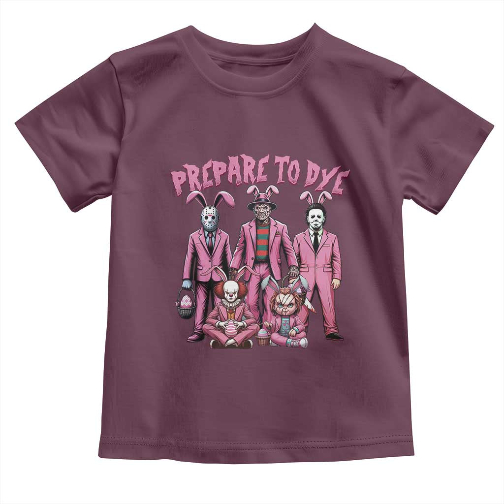 Prepare to Groovy Dye Funny Bunny Easter Toddler T Shirt Horror Dyeing Eggs TS02 Maroon Print Your Wear