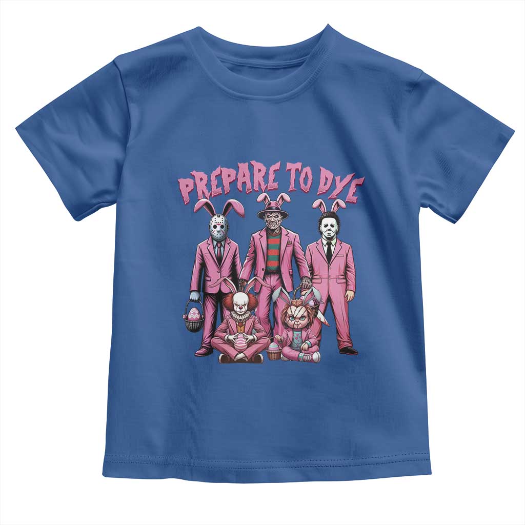 Prepare to Groovy Dye Funny Bunny Easter Toddler T Shirt Horror Dyeing Eggs TS02 Royal Blue Print Your Wear