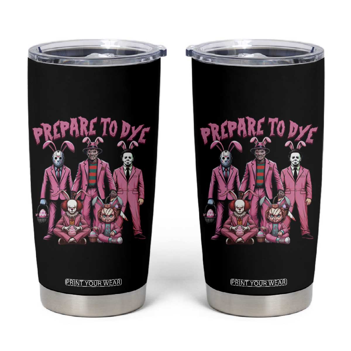 Prepare to Groovy Dye Funny Bunny Easter Tumbler Cup Horror Dyeing Eggs TS02 Black Print Your Wear
