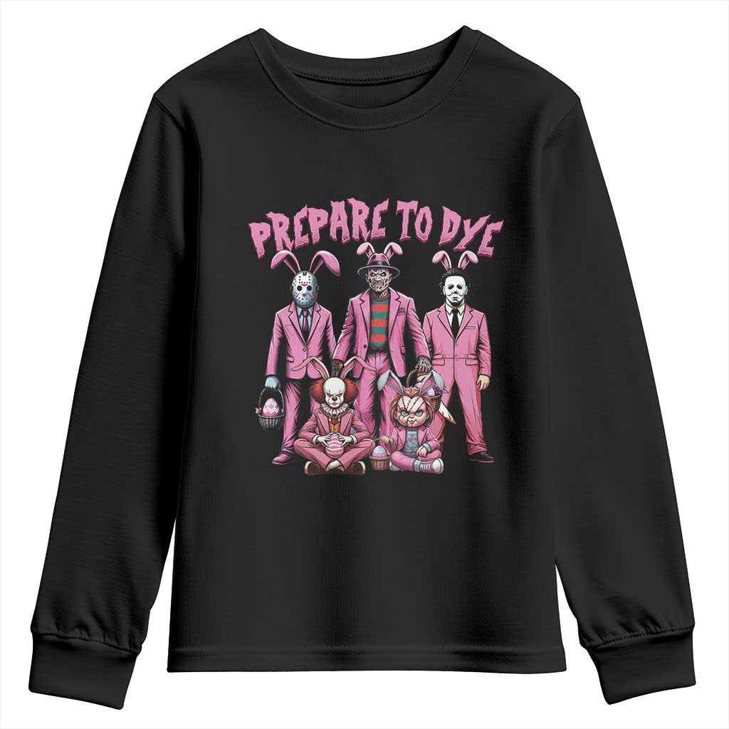 Prepare to Groovy Dye Funny Bunny Easter Youth Sweatshirt Horror Dyeing Eggs TS02 Black Print Your Wear