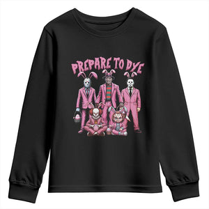 Prepare to Groovy Dye Funny Bunny Easter Youth Sweatshirt Horror Dyeing Eggs TS02 Black Print Your Wear