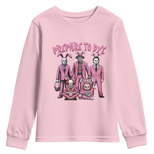 Prepare to Groovy Dye Funny Bunny Easter Youth Sweatshirt Horror Dyeing Eggs TS02 Light Pink Print Your Wear