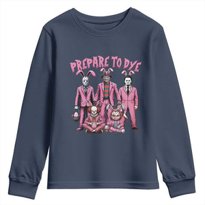 Prepare to Groovy Dye Funny Bunny Easter Youth Sweatshirt Horror Dyeing Eggs TS02 Navy Print Your Wear