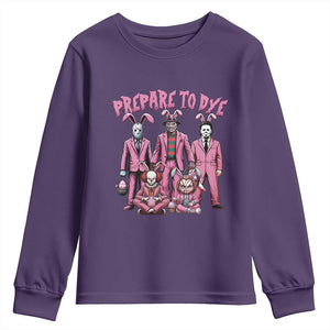 Prepare to Groovy Dye Funny Bunny Easter Youth Sweatshirt Horror Dyeing Eggs TS02 Purple Print Your Wear