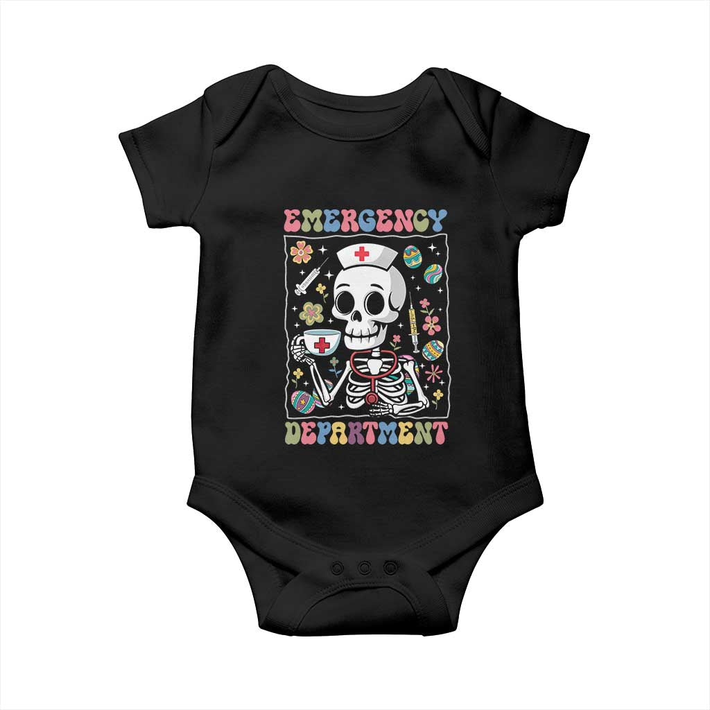Emergency Department Skeleton Nurse Easter Baby Onesie ER Nursing Room TS02 Black Print Your Wear