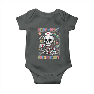 Emergency Department Skeleton Nurse Easter Baby Onesie ER Nursing Room TS02 Dark Heather Print Your Wear