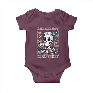 Emergency Department Skeleton Nurse Easter Baby Onesie ER Nursing Room TS02 Maroon Print Your Wear