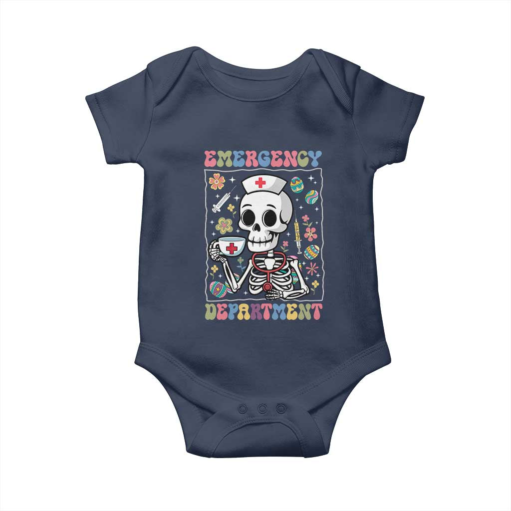 Emergency Department Skeleton Nurse Easter Baby Onesie ER Nursing Room TS02 Navy Print Your Wear