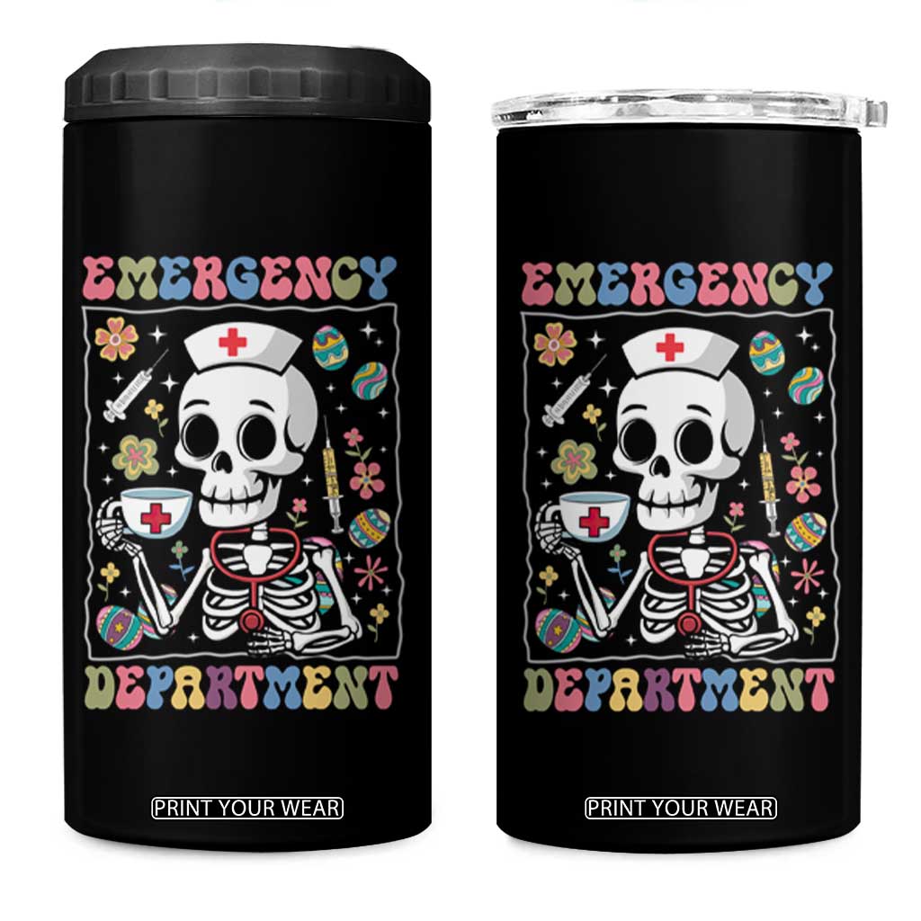Emergency Department Skeleton Nurse Easter 4 in 1 Can Cooler Tumbler ER Nursing Room TS02 One Size: 16 oz Black Print Your Wear
