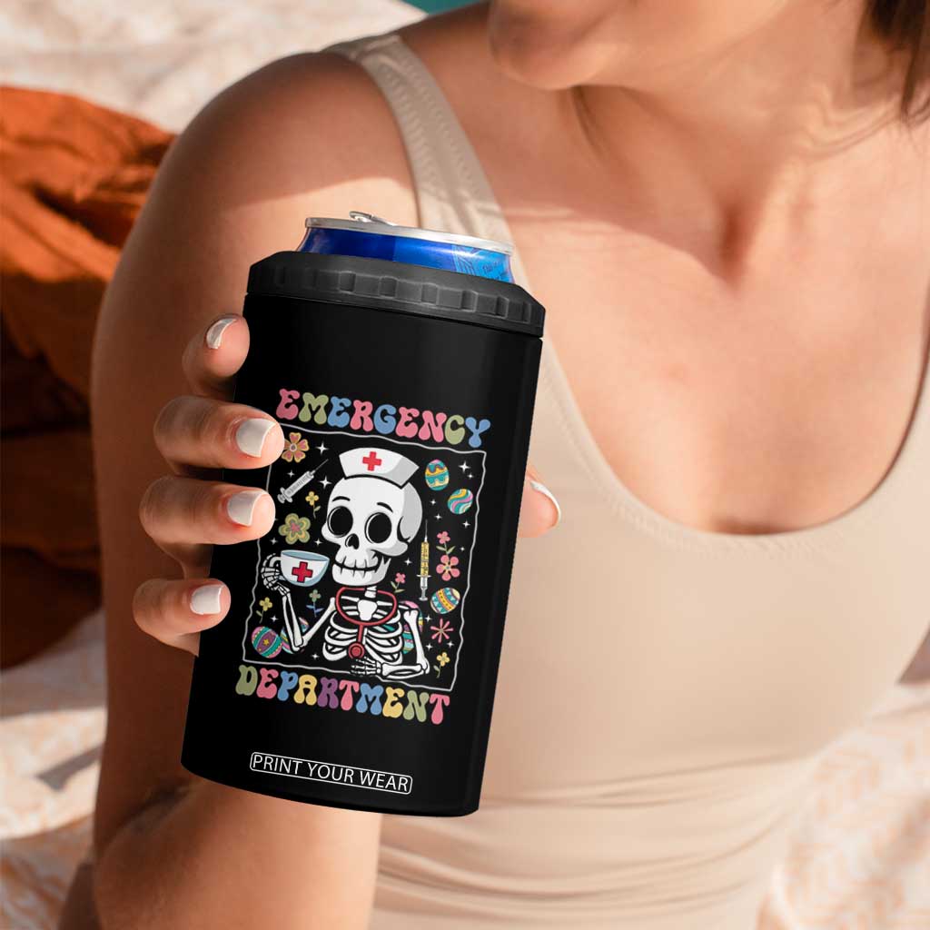 Emergency Department Skeleton Nurse Easter 4 in 1 Can Cooler Tumbler ER Nursing Room TS02 Print Your Wear