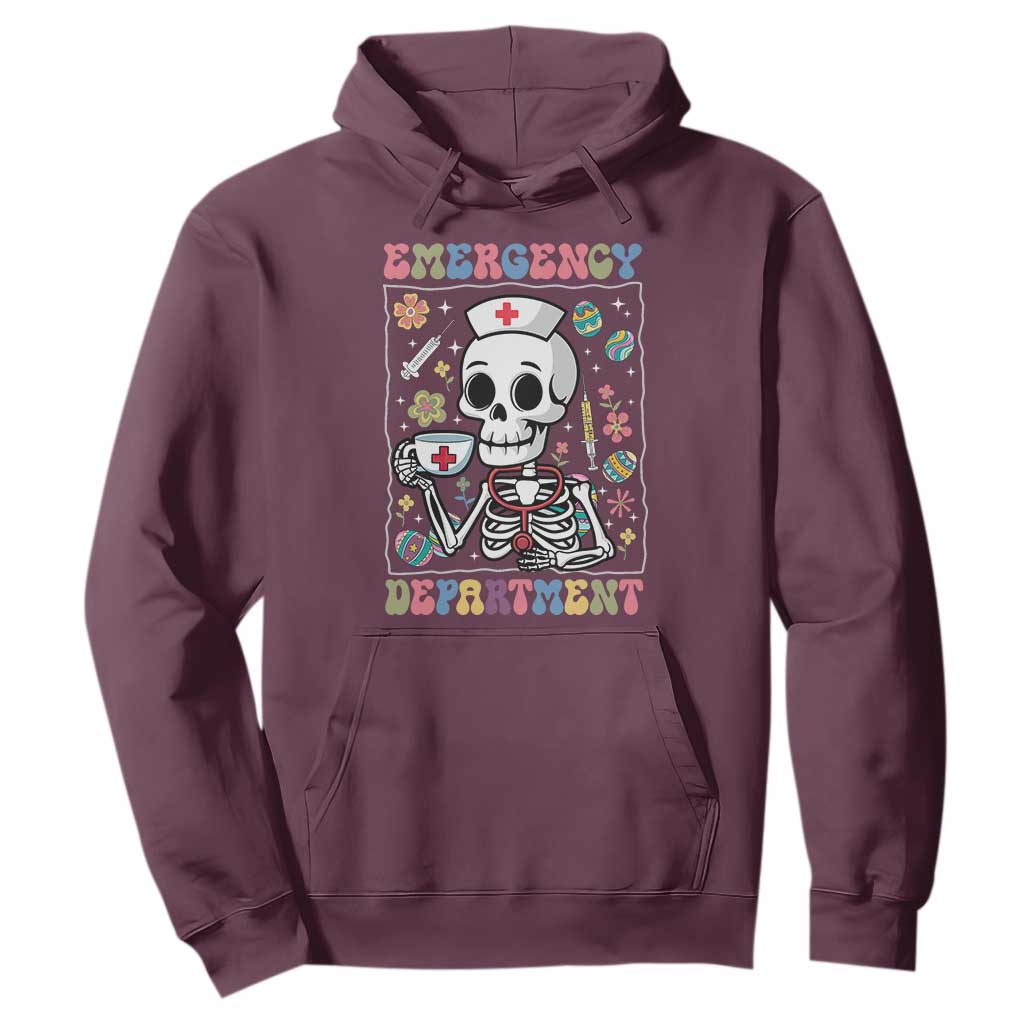Emergency Department Skeleton Nurse Easter Hoodie ER Nursing Room TS02 Maroon Print Your Wear