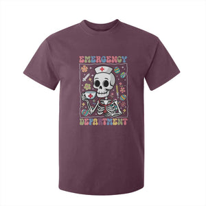Emergency Department Skeleton Nurse Easter T Shirt For Kid ER Nursing Room TS02 Maroon Print Your Wear