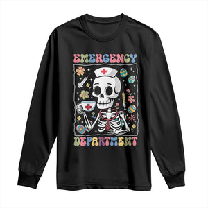 Emergency Department Skeleton Nurse Easter Long Sleeve Shirt ER Nursing Room TS02 Black Print Your Wear