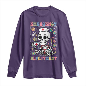 Emergency Department Skeleton Nurse Easter Long Sleeve Shirt ER Nursing Room TS02 Purple Print Your Wear