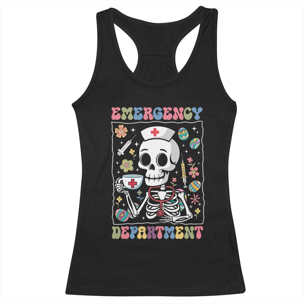 Emergency Department Skeleton Nurse Easter Racerback Tank Top ER Nursing Room TS02 Black Print Your Wear