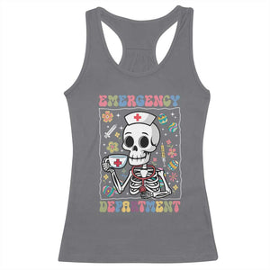 Emergency Department Skeleton Nurse Easter Racerback Tank Top ER Nursing Room TS02 Charcoal Print Your Wear