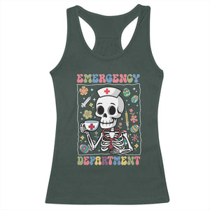 Emergency Department Skeleton Nurse Easter Racerback Tank Top ER Nursing Room TS02 Dark Forest Green Print Your Wear